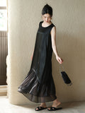 Adeline Black Silk Cheongsam Dress