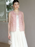 Tranquility 2-Piece Sheer Pink Embroidered Cheongsam Top