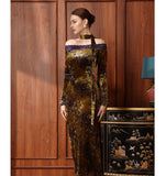 Maya Gold Lace Cheongsam Dress