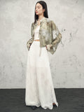 Tang White Lace Wide-Leg Pants Cheongsam