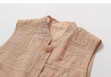 Fuchsia Milk Tea Embroidered Mandarin Collar Vest Cheongsam
