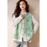 Serpentine Mint Velvet Beaded Cheongsam Vest