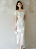 Petra Moon White Polka Dot Cheongsam Dress
