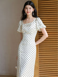 Petra Moon White Polka Dot Cheongsam Dress