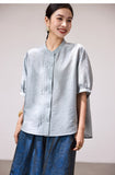 Tender Light Blue Loose Cheongsam Top