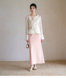 Ramona Ornate Pink Jacquard Cheongsam Vest Embroidered Qipao