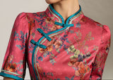 Celebrated Red Jacquard High-Slit Cheongsam