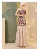 Gwen 2-Piece Embroidered Slip Dress Cheongsam Set