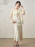 Ava Beige Beaded Cheongsam Vest