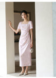 Celeste Peony Pink Jacquard Cheongsam Dress