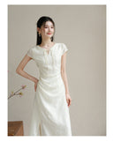 Gwendolyn Jasmine White Embroidered Cheongsam Dress