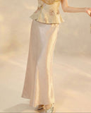 Sabrina 2-Piece Embroidered Shawl Cheongsam Set