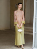 Palace Peach Gold Satin Cheongsam Top