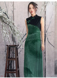 Manor Green Dragon Print Cheongsam Dress