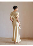 Thea 2-Piece Champagne Gold Satin Cheongsam Top