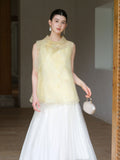 Jonquil Gold Thread Embroidered Cheongsam Top