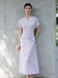Marigold Light Purple Slim Fit Cheongsam Dress