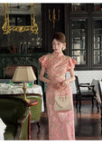 Willa Black Jacquard Embroidered Cheongsam Dress