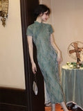 Throne Lake Light Dance Velvet Cheongsam Dress