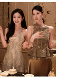 Princess 2-Piece Embroidered Cheongsam Top Skirt