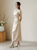 Ines Lotus Pink Jacquard Cheongsam Dress
