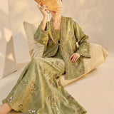 Fabiana 2-Piece Embroidered Jacquard Cheongsam Set