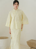 Hollyhock 2-Piece Almond Yellow Cheongsam Top