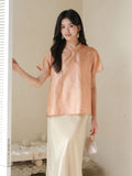 Yvette Peach Orange Silk Cheongsam Top