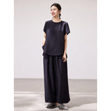 Aurelia 2-Piece Navy Wine Wide-Leg Cheongsam Set