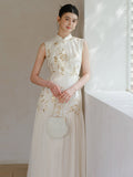Haute Apricot Gold Slim Fit Cheongsam Dress
