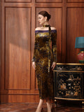 Maya Gold Lace Cheongsam Dress