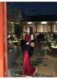 Ophira Jubilant Embroidered Velvet Cheongsam Qipao Two-Piece Set