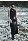 Jade Black Floral Print Cheongsam Dress