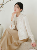 Kristina Crabapple Brown Embroidered Cheongsam Top