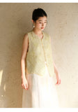 Primrose Mist Yellow Silk Cheongsam Vest
