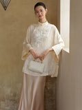 Oriana Cloud Apricot Relaxed Fit Cheongsam Top