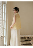 Celandine Light Yellow Embroidered Silk Top Cheongsam