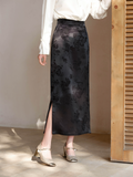 Deneb Black Slim Fit Cheongsam Skirt