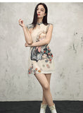 Wilhelmina Warm Yellow Floral Cheongsam Dress