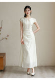 Gwendolyn Jasmine White Embroidered Cheongsam Dress
