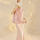 Nina 2-Piece Pink Embroidered Cheongsam Set