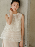 Tulip White Mulberry Silk Embroidered Cheongsam Top