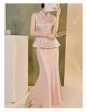 Oleander Lace Embroidered Slim Cheongsam Top