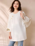 Eloise Pearl White Embroidered Cheongsam Top