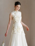 Haute Apricot Gold Slim Fit Cheongsam Dress