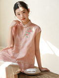 Pearl Light Pink Embroidered Cheongsam Top