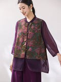 Oliviana Flower Purple Lace Cheongsam Top