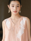 Lady Lotus Pink Lace Embroidered Cheongsam