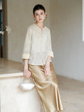 Clematis Golden Apricot Sequin Embroidered Top Cheongsam