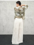 Tang White Lace Wide-Leg Pants Cheongsam